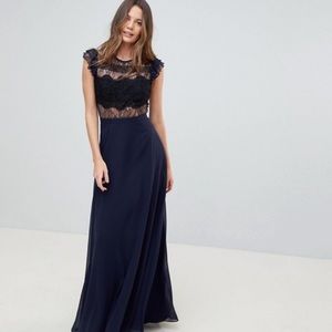 *NWT* ASOS Navy & Blue Lace Maxi Gown - Sz14